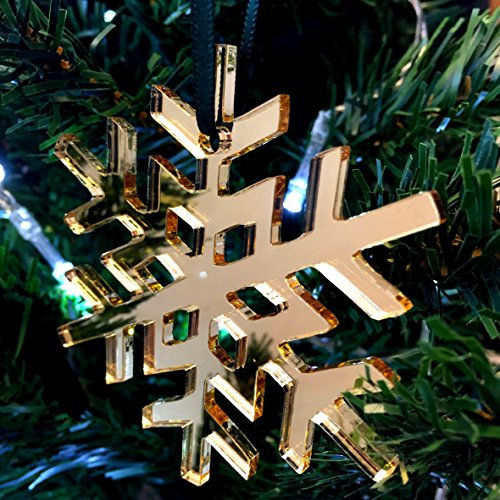 Super Cool Creations Weihnachtsbaumschmuck, Schneeflocke, Kristall, verspiegelt, goldfarben, 10 Stück