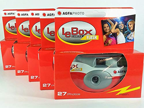 AgfaPhoto LeBox Flash 400 engångskamera 27 bilder med blixt 5-pack för bröllop, fest, fest