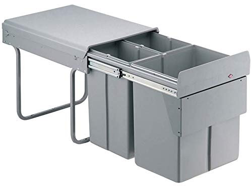 Poubelle coulissante avec ouverture du couvercle automatique - 40 l - Amortisseur : Sans - Contenance : 40 L - Décor : Gris - Hauteur : 385 mm - Largeur : 338 mm - Matériau : Métal / Plastique - Nombr