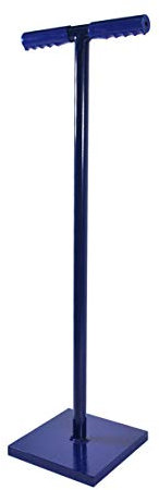 HELO Erdstampfer Betonstampfer aus Stahl 12 kg mit 2-Hand T-Griff, Handstampfer zum Verdichten mit 21x21 cm großer und 30 mm starker Grundplatte, Höhe: 80 cm, Gewicht: 12 kg, Farbe: Blau