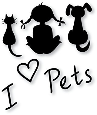 I love pets - dog/cat Fridge sticker black self adhesive vinyl- A4 size - art decor/wall decor/kitchen decal