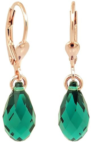 Ohrringe Rosegold Tropfen Markenkristalle 925 Sterling Silber Grün NOBEL SCHMUCK