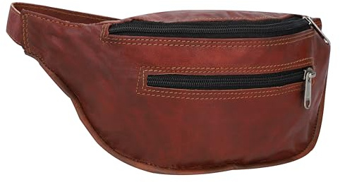 Gusti Gürteltasche Leder - Richard Damen und Herren Bauchtasche Hüfttasche Festivaltasche Vintage Braun Leder