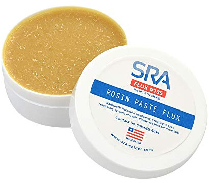 SRA Solder 135 Rosin Paste Soldering Flux For Electronics, No Clean Flux Made for Lead and Lead-Free Solder Circuit Boards and Copper Electrical Wire - Safe Clean Residues with No Goopy Mess (2oz Jar)