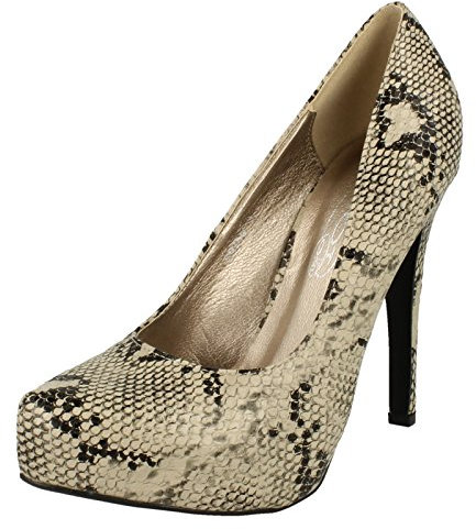 Spot on Damen Court Schuhe mit Schlangen Print (39 EU) (Taupe Schlangen Print)