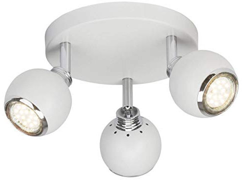 BRILLIANT Lampe Ina LED Spotrondell 3flg weiß/chrom | 3x LED-PAR51, GU10, 3W LED-Reflektorlampen inklusive, (250lm, 3000K) | Skala A++ bis E | Köpfe schwenkbar, 19 x 19 x 14.7 cm