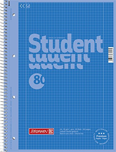 BRUNNEN Collegeblock Premium Student Colour Code | A4, Lineatur 28, 80 Blatt, azur