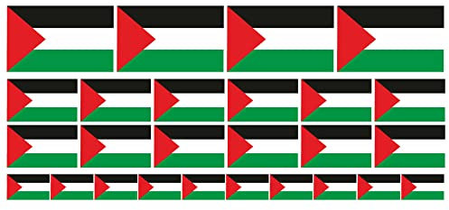Set di mini bandiere - Autoadesivi - Palestina - decalcomanie - per auto, ufficio e casa, Set of 26 - smooth