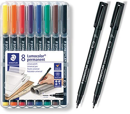 Staedtler 318 WP8 Permanentmarker, Schwarz, Blau, Braun, Grün, Orange, Rot, Violett, Gelb, transparent, Polypropylene