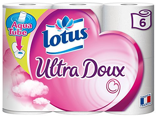 Lotus Ultra Doux - Papier Toilette 2 épaisseurs Blanc - Lot de 2 paquets de 6 rouleaux