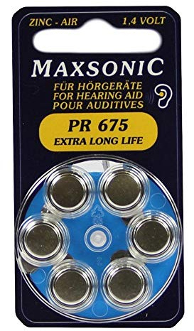 BATTERIEN f.Hörgeräte Maxsonic PR675 6 St