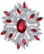 Grande Épingle De Style Vintage En Forme De Fleur En Cristal Simulée Rouge Pour Femmes Pour Mère Plaqué Argent