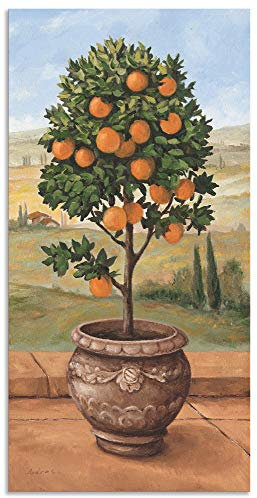 ARTland Wanddeko Wandbild Alu Verbundplatte für Innen & Outdoor Bild 50x100 cm Toskana Orange Baum Italien Landschaft Mediterran Botanik Terracotta T4NI