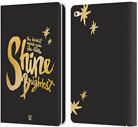 Head Case Designs Hell Golden Leder Brieftaschen Handyhülle Hülle Huelle kompatibel mit Apple iPad Air 2 (2014)