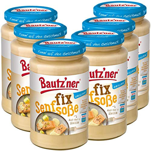 Bautz'ner Fix Senfsoße, 6er Pack, 6 * 400ml Glas, fertige Senfsoße