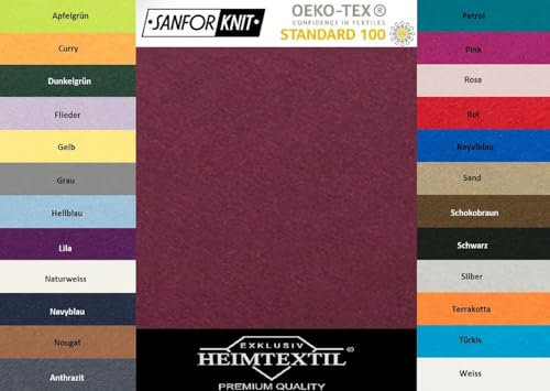 EXKLUSIV HEIMTEXTIL Marke Jersey Spannbettlaken 90-100 x 200 cm 100% Baumwolle Öko - Tex Zertifiziert, Markenqualität, Matratzenhöhe bis 25 cm, Bordeauxrot