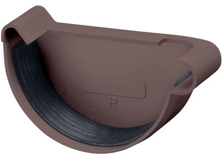 INEFA Dachrinnen Endstück halbrund, PVC NW150 / 150mm, rechts Dunkelbraun Dachrinnenzubehör, einfache Steckmontage, Made in Germany