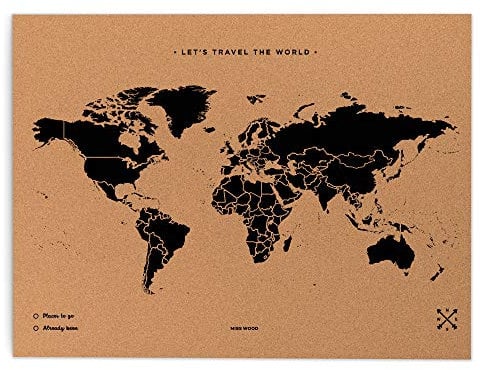Miss Wood – Riesenweltkarte aus Kork 0.4x60x90 cm Schwarz