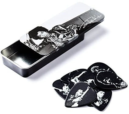 JIM DUNLOP Plektrum Jimi Hendrix, Silber Portrait, Medium, Schachtel aus Metall mit 12 Stück