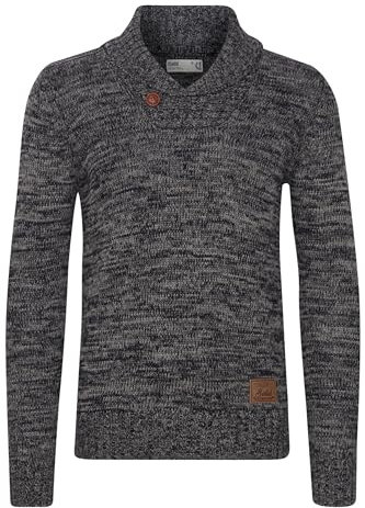 !Solid SDPhil Herren Pullover Strickpullover Grobstrick Pullover mit Schalkragen 100% Baumwolle Regular fit, Größe:XL, Farbe:Black (9000)