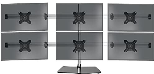 Duronic DM756 Monitorarm-Ständer, freistehend, strapazierfähig, PC-Schreibtischhalterung, höhenverstellbar, für sechs 38,1–61 cm große LED-LCD-Bildschirme, VESA 75/100, 8 kg Kapazität, neigbar und