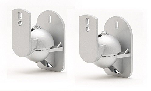 TechSol 1 Paar (2 Stuck) Silber Universal-Wandhalterungen für Lautsprecher