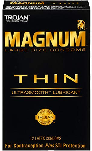 TROJAN Magnum Thin Condoms, Large Size Lubricated Magnum Condoms, 12 Count