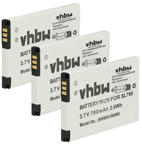 vhbw 3X Akku kompatibel mit Auerswald COMfortel M-520, M-720, M-710 schnurlos Festnetz Telefon (700 mAh, 3,7 V, Li-Ion)