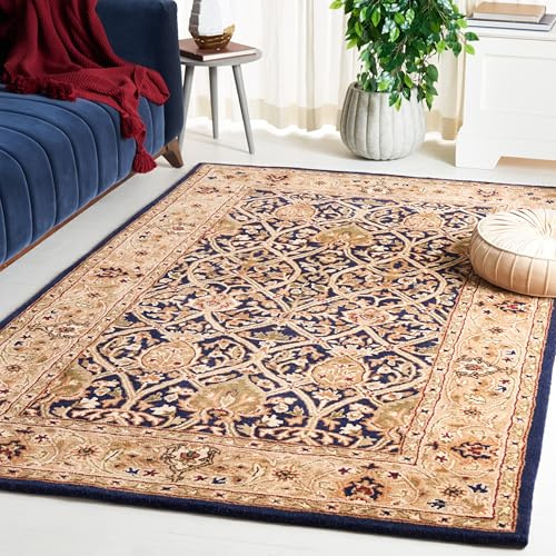 SAFAVIEH Persian Legend Collection Area Rug - 5' x 8', Blue & Gold, Handmade Traditional Wool, Ideal for High Traffic Areas in Living Room, Bedroom (PL819C)