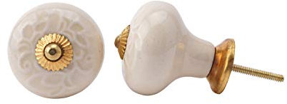 CGB Giftware | Ceramic Drawer Pull | Cupboard | Door Knob in Cream | Upcycle | Wardrobe | Cabinet | Furniture | XM292