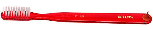 GUM Classic Zahnbürste 409 Compact Soft, 20er Vorteilspack (20 Stück, Rot)