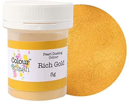 COLOUR SPLASH Pearl Food Colouring Dusts, Lustre Dust for A Pearlescent Finish to Cake Surfaces Or Decorations, Create A Rainbow Cake Kit with an Assortment of Glistening Colours - Rich Gold 5g