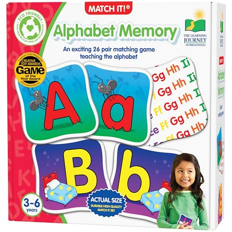 The Learning Journey: Match It Alphabet Memory - Letter Matching Game with 26 Matching Pairs - Memory Games for Kids 3 and Up – Helps Interactive Child Development, Reading and Recognition Skills