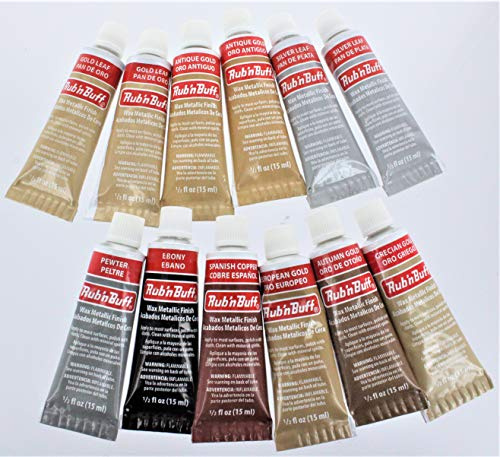 Rub N Buff Wax Metallic Finishes 12 Color Sampler Set