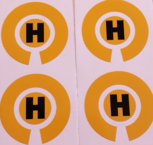 Crown Green Lawn Indoor Bowls Adhesive Lettered Coloured Marker Labels Set of 4 (Yellow, H)