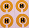 Crown Green Lawn Indoor Bowls Adhesive Lettered Coloured Marker Labels Set of 4 (Yellow, H)