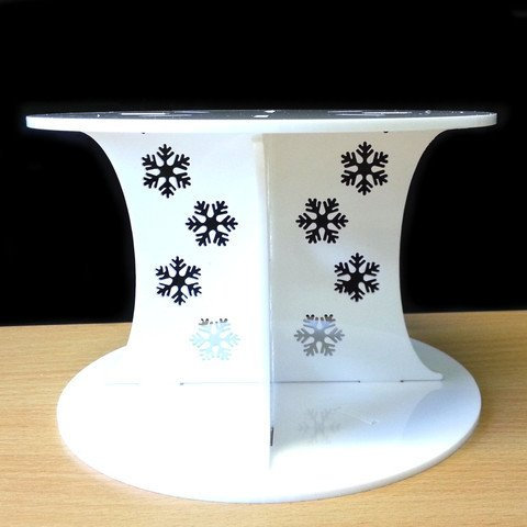 Frozen - Alzata rotonda a forma di fiocco di neve, base 30 cm, parte superiore 28 cm, colore: Blu brillante
