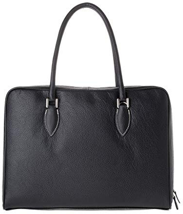 Dokumententasche für Damen aus Leder mit Zwei Griffen und Träger Made in Italy von DUDU Schwarz