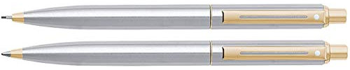 Sheaffer Sentinel, gebürstet Chromel, Gold Ton Trim, Kugelschreiber & 0,7 mm Bleistift Set (95762)