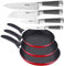 San Ignacio PK344 Küchenutensilien-Set, Messer und Pfannen, Rot, Aluminium