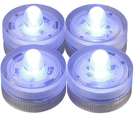 LED-Highlights Deko Kerzen Teelichter 4 er Set blau leuchtend wasserdicht kabellos Batterie Stimmungslicht Tischlampe Innen Aussen