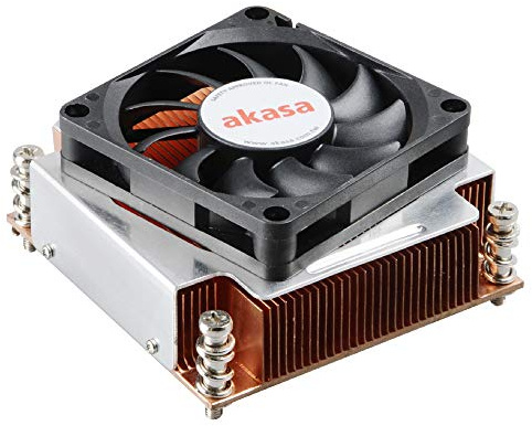 Akasa 2U Cooler for Intel LGA2011 & LGA2066 | PWM Speed Control | Solid Copper Heatsink | Long Life Twin Ball Bearing | 70mm Case Fan | AK-CC6502BP01