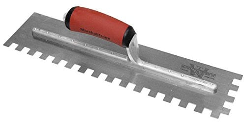Marshalltown 16 Inch x 4 Inch Notched Trowels with Square Notches, 1/2 x 1/2 x 1/2 Inch Notches, DuraSoft Handle, Mortar or Carpet Adhesive, Flooring and Tile Tool, Made in The USA, 711SD