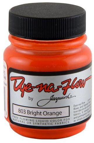 Jacquard Dye-Na-Flow Bright Orange Fabric Paint, Liquid Acrylic Textile Colour for Silk Painting, Crafts and Leather, Vibrant Permanent Art Ink for Wood, 66.54 ml