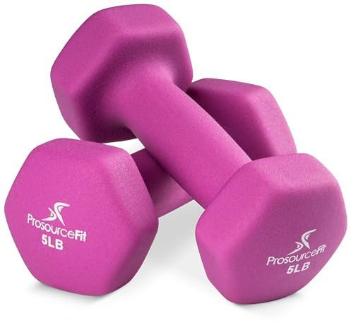 ProsourceFit Neoprene Dumbbell Coated for Non-Slip Grip, 5 lb, Violett