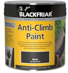 Blackfriar Anti-Climb Paint, Oil-Based, High-Gloss, Black, 2.5 L | Anti-vandal coating, Non-drying slippery finish, Deters intruders, Wood/metal/plastic surfaces, Outdoor use