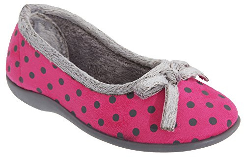 Sleepers Womens/Ladies Louise Polka Dot Bow Slippers (7 UK) (Pink)