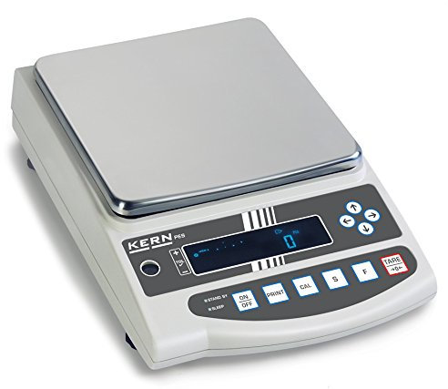 KERN Serie PES Aluguss Präzisionswaage mit Eichzulassung, 6200g Wägebereich, 0,01g Ablesbarkeit, 220mm x 333mm x 93mm
