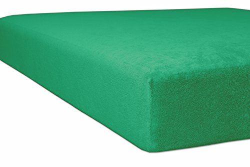 Kneer Flausch-Frottee Q10 Spannbetttuch, Farbe:60 - smaragd;Größe:90x190 - 100x200 cm