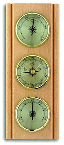 TFA Dostmann 20.1002 Domatic analoge Wetterstation aus Massivholz, mit Thermometer, Hygrometer, Barometer, Made in Germany (Buche)